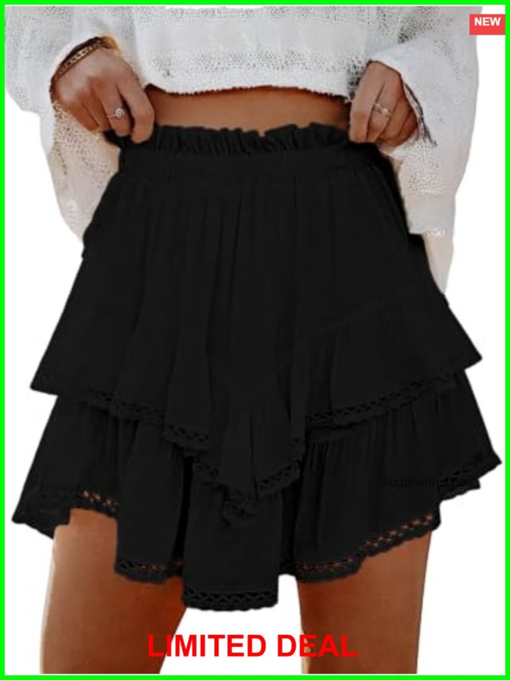 Lepunuo Women High Waisted Ruffle Tiered Flowy Skort Shorts Underneath
